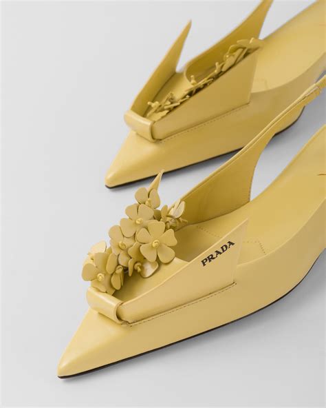 prada flower print shoes|Brushed leather slingback pumps with floral appliques .